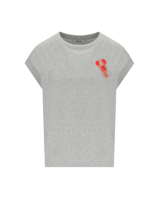 Essentiel Antwerp Gray Graues Hummer-Besticktes T-Shirt
