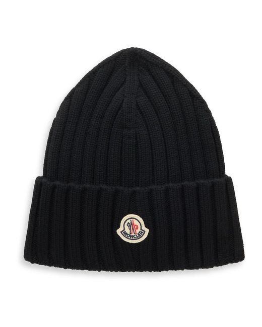 Moncler Black Strickmütze Mit Umschlag