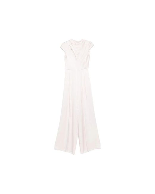 Max Mara Jumpsuits & Playsuits ,Roze ,Leer Envers Satin Jumpsuit in het White