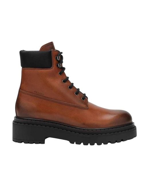 Prada Brown Lace-Up Boots