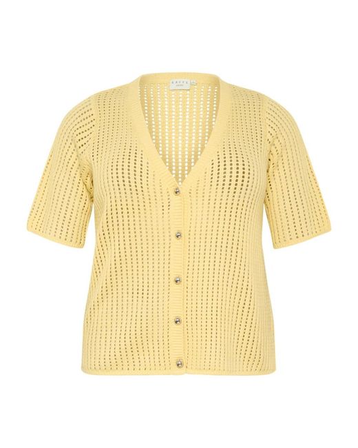 Kaffe Truien & Vesten ,Geel ,V-Hals Vest Met Knoopdetail in het Yellow
