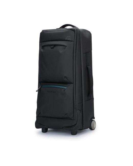 Piquadro Black Rolltasche aus recyceltem stoff mit 2 rädern