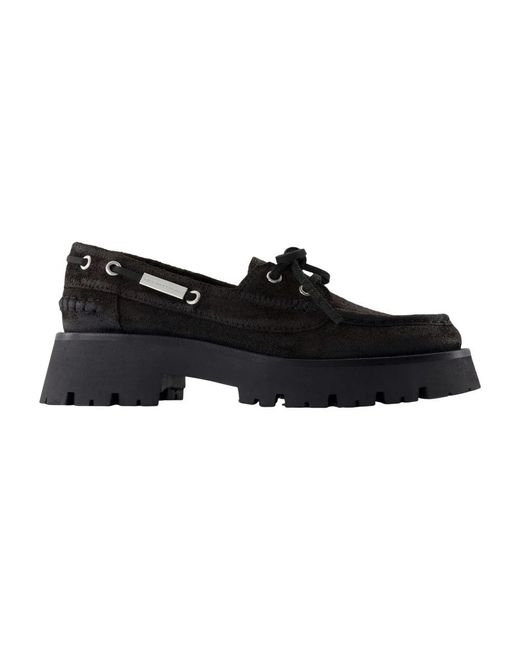 Alexander Wang Black Schokoladen Leder Bootsschuhe