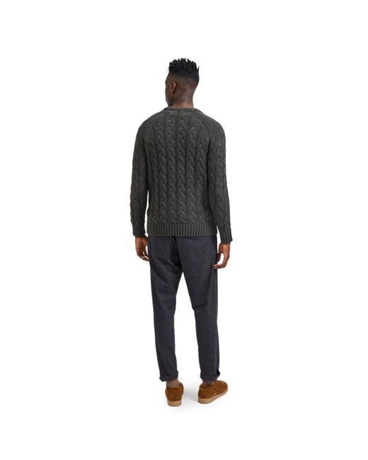 SELECTED Gray Round-Neck Knitwear for men