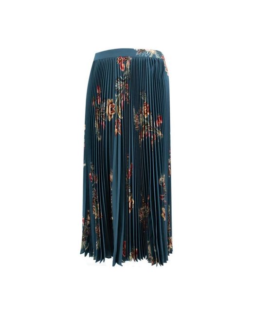 Etro Rokken ,Blauw ,Bloemen Geplooide Midi Rok in het Blue