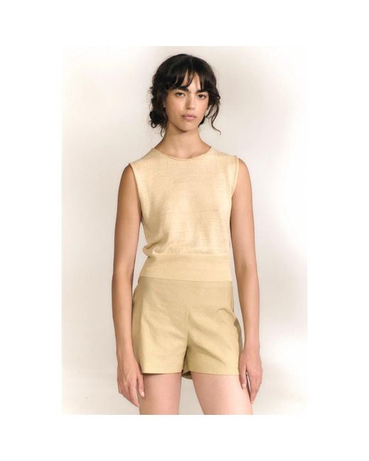 Cortana Natural Sleeveless Tops