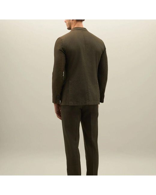 Boglioli Baumwoll-Leinen-Twill Doppelreiher K-Anzug in Green für Herren