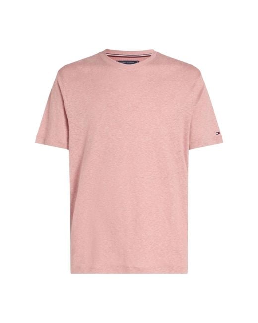 Tommy Hilfiger Leinen t-shirt mit kurzen ärmeln in Pink für Herren