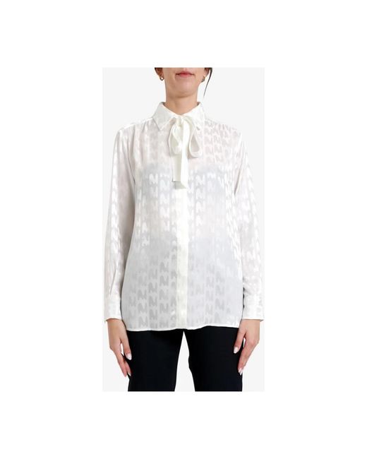 MSGM Overhemden ,Wit ,Satijn The Mwave Jacquard Satijnen Overhemd in het White