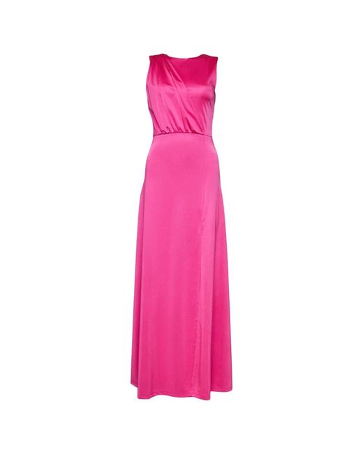 Silvian Heach Pink Elegantes langes kleid mit seitenschlitz