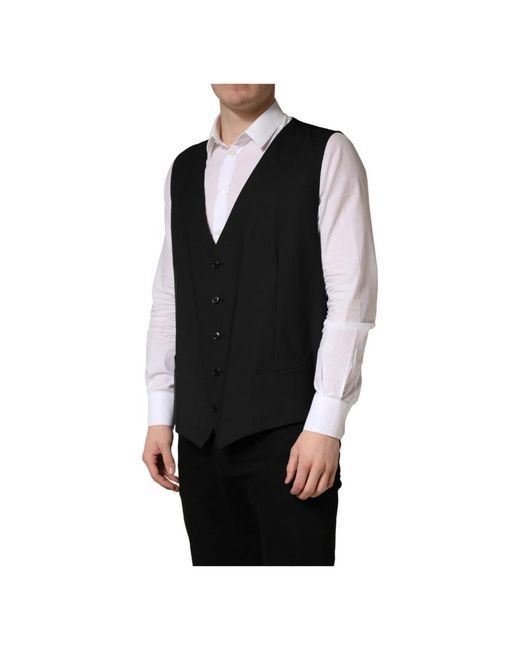 Dolce & Gabbana Black Suit Vests for men
