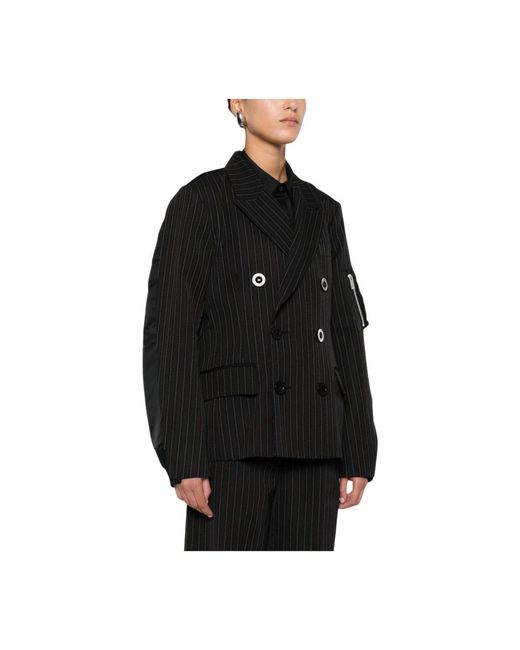 Sacai Half Blazer Half Bomber Jas in het Black