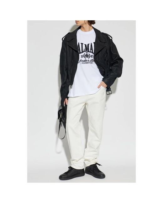 Balmain Jassen ,Zwart ,Leer Kort Leren Bikerjack in het Black voor heren