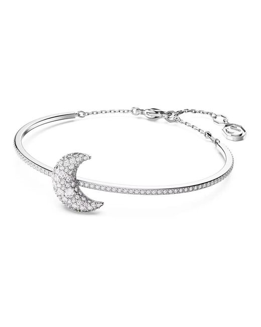 Swarovski Accessoires ,Grijs ,Armband Luna Maan Wit Gerhodineerd 5666175 in het Metallic