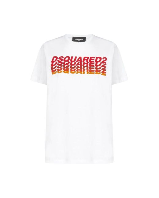 T-shirt uomo in cotone con logo di DSquared² in White
