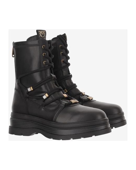 Pinko Black Lace-Up Boots