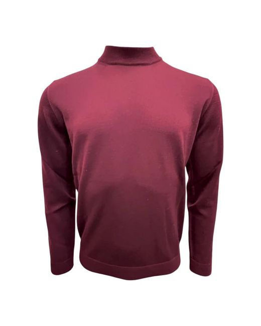 Roberto Collina Truien & Vesten ,Bruin ,Wol Merino Stehkragenpullover in het Red voor heren
