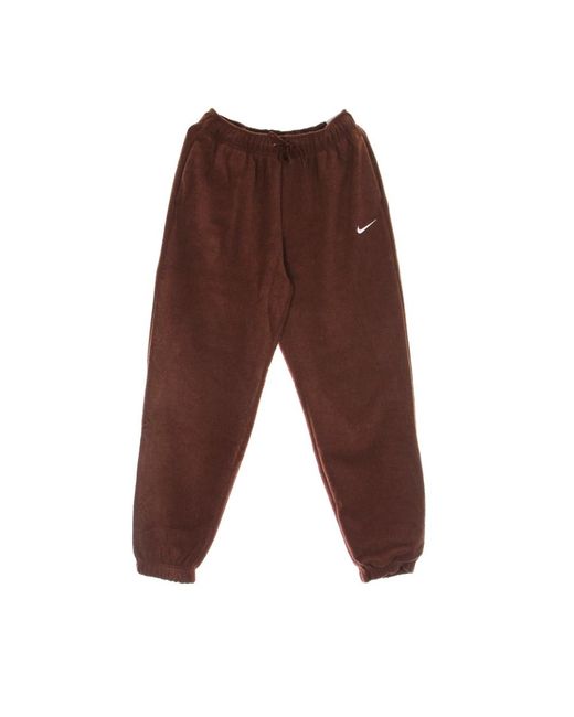 Nike Fitness ,Bruin ,Polyester Pluche Hoge Taille Jogger Trainingspak Broek in het Brown