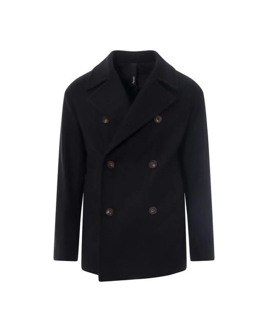 Hevò Blue Double-Breasted Coats for men