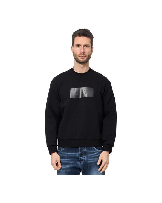 ARMANI EXCHANGE Schwarzer Pullover Mit Frontlogo in Black für Herren