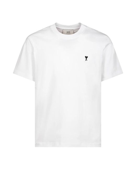 AMI Tops ,Wit ,Katoen Contrasted Adc T-Shirt in het White voor heren