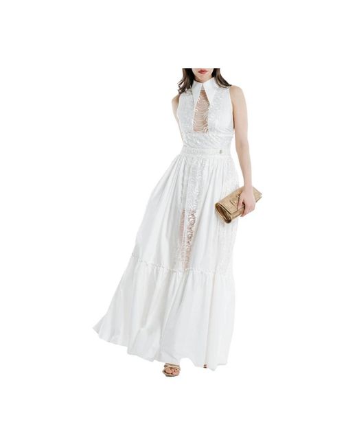 Babylon Kleedjes ,Wit ,Organza Lange Avondjurk in het White