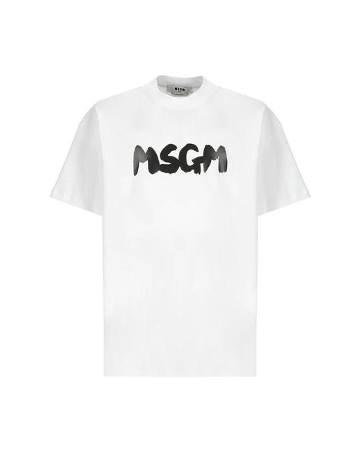 Magliette bianca in cotone con logo di MSGM in White da Uomo