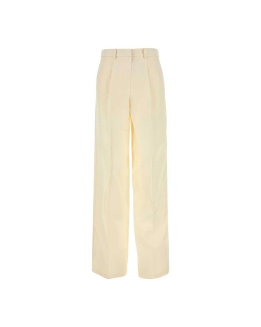 Magda Butrym Natural Wool-Silk Blend Tailored Pants