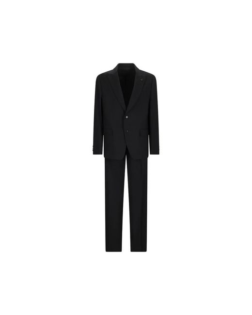 Lardini Kostuums ,Zwart ,Leer Soirée Drop 7 Reg Suit in het Black voor heren