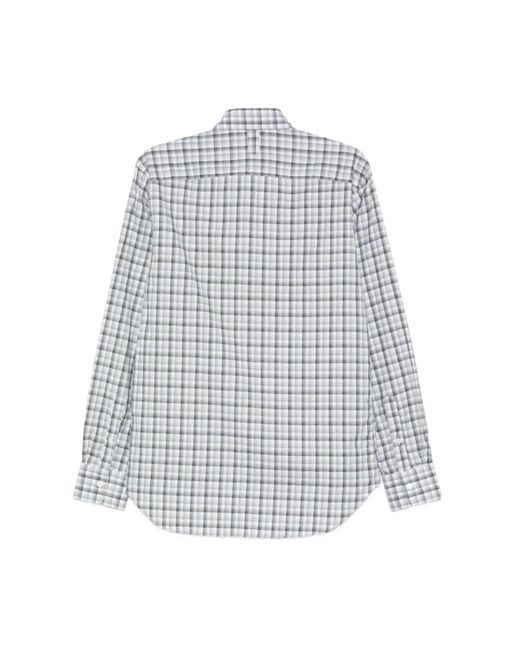 Canali Geruite Lange Mouw Knoopblouse in het Gray voor heren