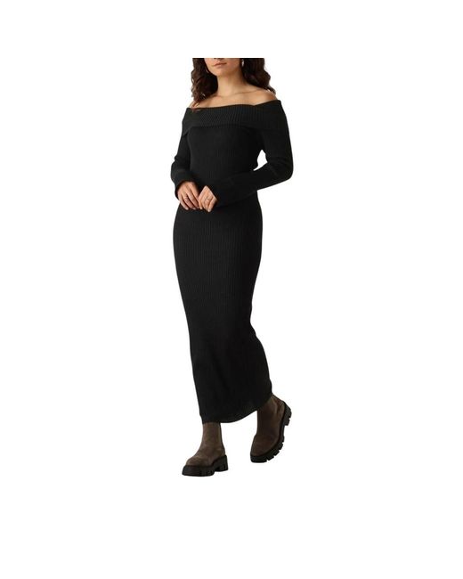 Envii Kleedjes ,Zwart ,Zwarte Midi Jurk Voor Vrouwen in het Black