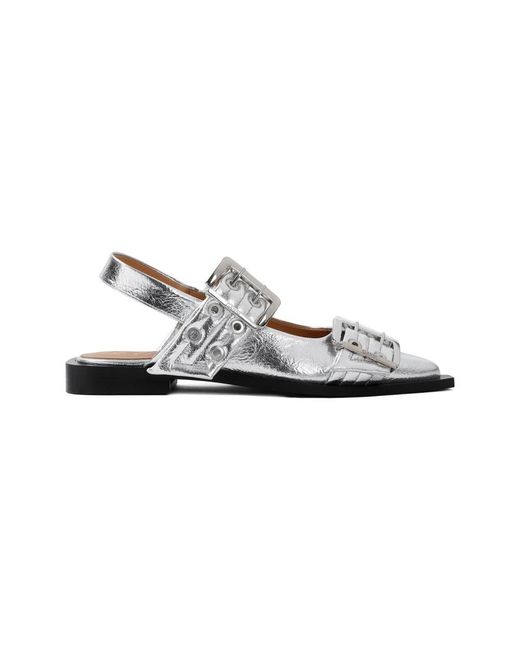 Ganni White Flat Sandals