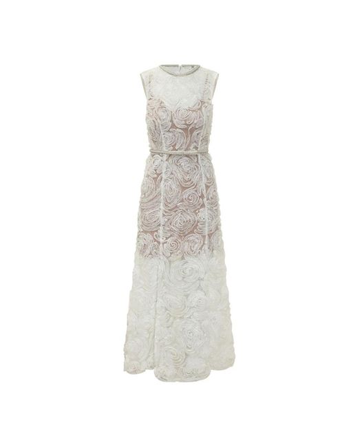 Self-Portrait Kleedjes ,Wit ,Tule Pf 26 Tulle Kant Midi Jurk in het Gray