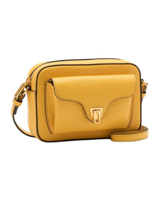 Coccinelle Yellow Minikameratasche Aus Genarbtem Leder Beat Soft