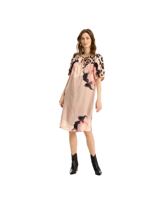 iN FRONT Pink Rosa Laila Kleid Mit Abstraktem Druck