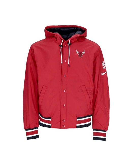 Nike Herren Nba City Edition Full Snap Jacke Chibul Team Crimson/Schwarz/Weib/Schwarz in Red für Herren