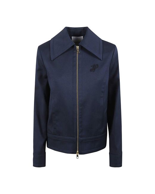 Patou Blue Blaue Kurze Jacke Mit Reißverschluss