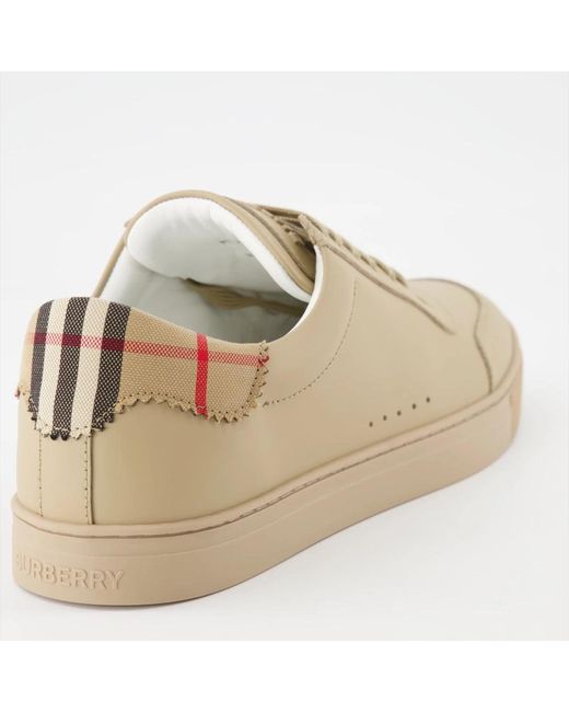 Burberry Leder-sneakers mit vintage check print in Natural für Herren