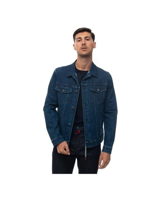 Kiton Blue Denim Jackets for men