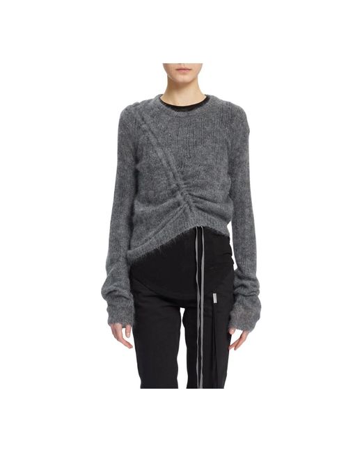 Ann Demeulemeester Gray Pullover Mit Kordelzug Und Bootsausschnitt