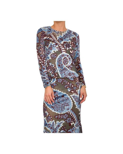 Etro Blue Long Sleeve T-Shirts