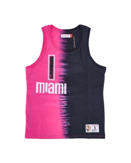 Mitchell & Ness Fitness ,Veelkleurig ,Katoen Nba Tie Dye Tank Chris Bosh in het Pink voor heren