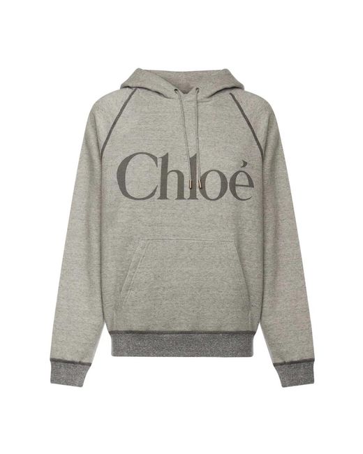 Chloé Hoodies & Sweatvesten ,Grijs ,Katoen Gezellige Hoodie in het Gray