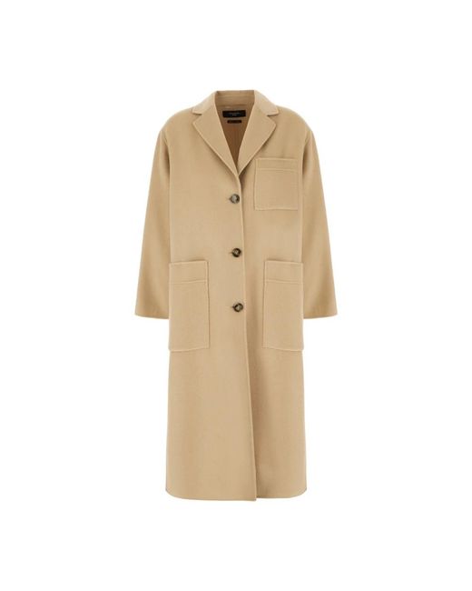 Weekend by Maxmara Double-Faced Wollen Blend Jas in het Natural