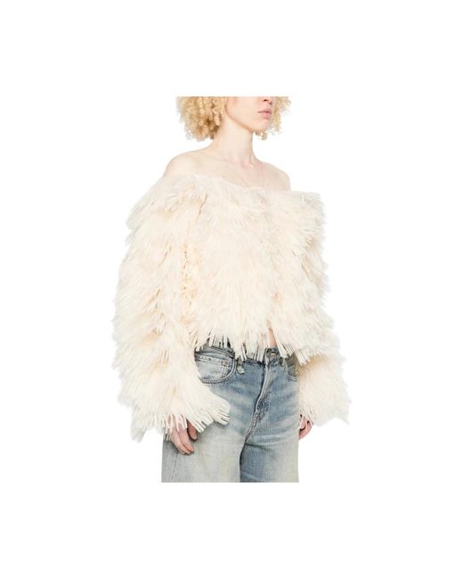 Elisabetta Franchi White Faux Fur & Shearling Jackets