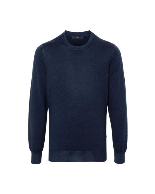 Fay Dunkelblauer wollstrickpullover in Blue für Herren