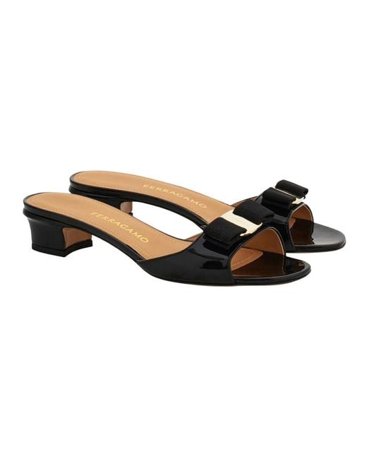 Ferragamo Black Heeled Mules