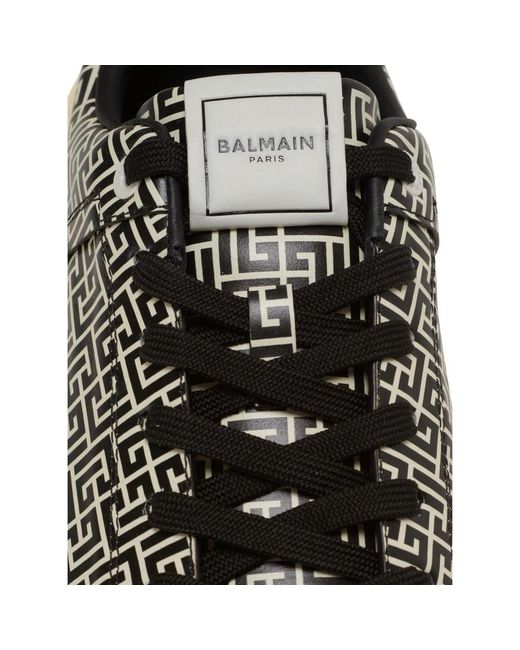 Balmain Sneakers b-court flip aus kalbsleder mit pb labyrinth-monogramm in Green für Herren