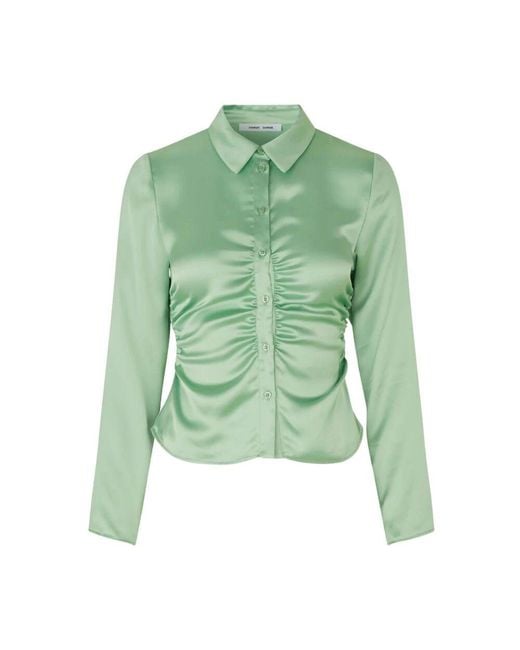 Samsøe & Samsøe Green Braune Jolina Bluse mit Schmeichelhaften Details