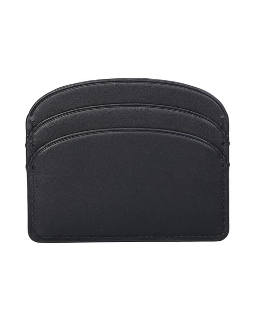 A.P.C. Accessoires ,Zwart ,Leer Demi-Lune Kaarthouder in het Black